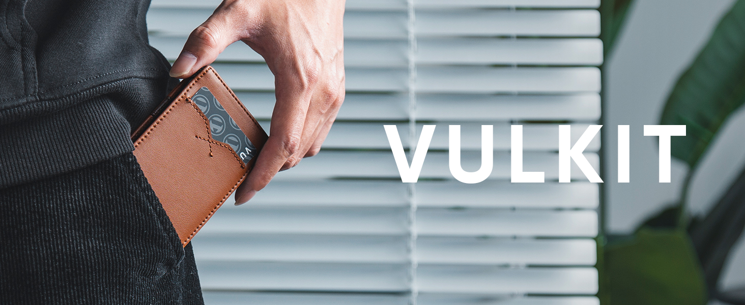 Стильний чоловічий картхолдер VULKIT з RFID-захистом, мінімалістичний тонкий гаманець з Pop-Up механізмом та вікном для ID-картки, на 8 карток, чорний