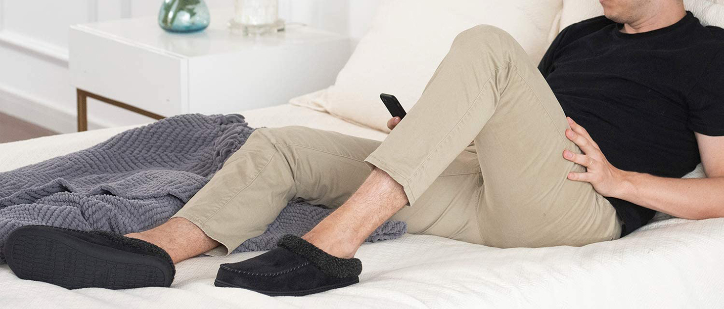Чоловічі домашні капці ULTRAIDEAS з ефектом пам'яті (Memory Foam), дихаючі в'язані тапочки з протиковзаючою гумовою підошвою, сірі, розмір 43 EU
