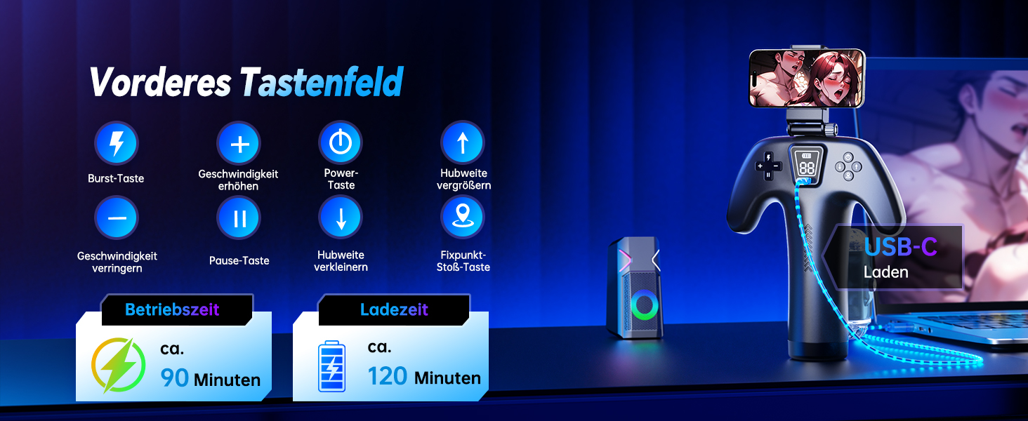 Електричний мастурбатор для чоловіків з тримачем для телефону та двосторонніми кнопками, 5 режимів, 1-10 см хід, мастурбатор для чоловіків