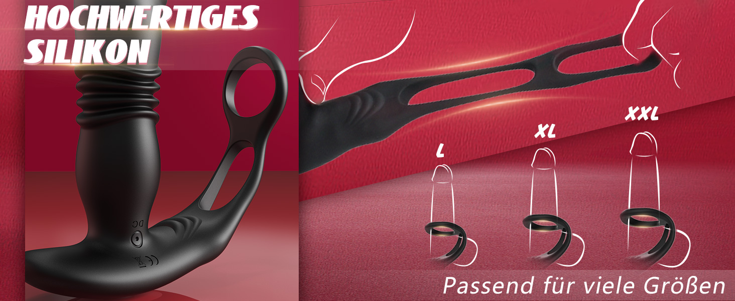 Анальні вібратори Tagrend для чоловіків: великий анальний плагін з 3 режимами вібрації, кільце для статевого члена. Чорний колір.