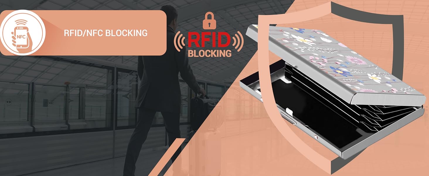 Слімарт-гаманець для кредитних карток з RFID-захистом, металевий ультратонкий картхолдер з гравіюванням «Квітка» (на 6 карток, срібний)
