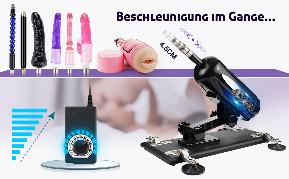 Масажер для тіла iKenmu Sexmaschine - автоматичний, з 8 аксесуарами для соло та парного використання, включаючи анальний
