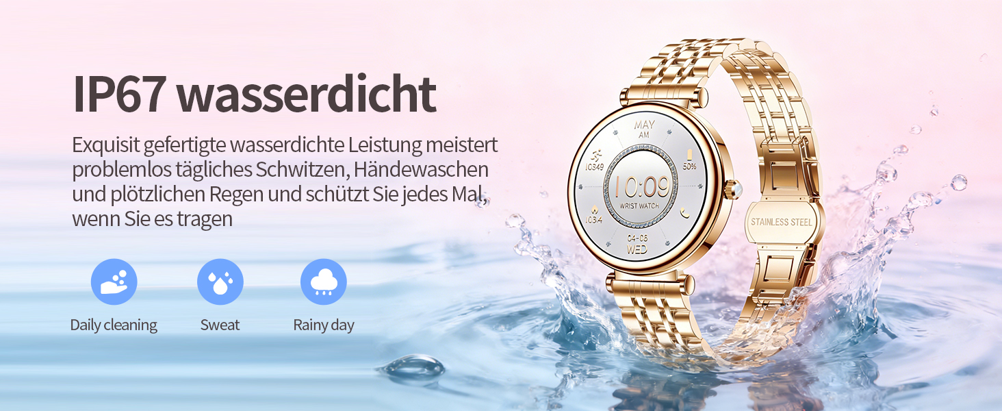 Смарт-годинник для жінок Rose Gold: водонепроникний фітнес-трекер з кольоровим екраном 1.27