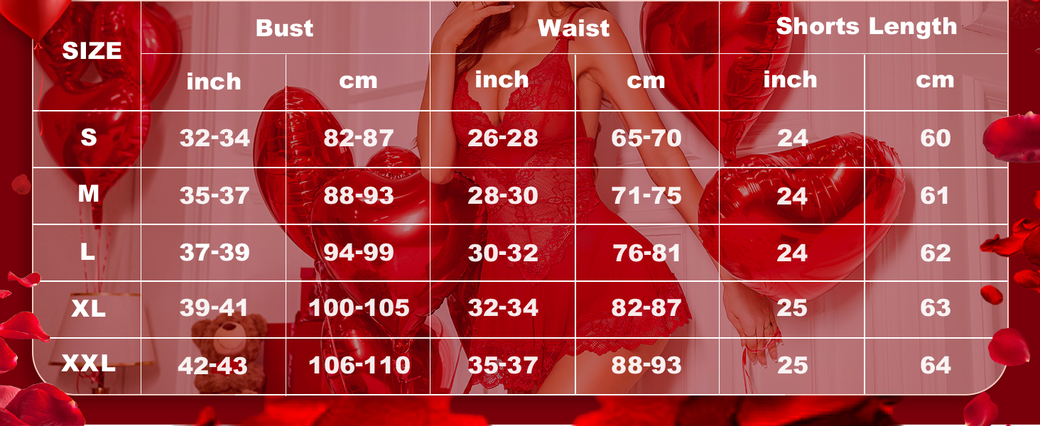 Babydoll RSLOVE для жінок: мереживна піжама, сексуальна нічна сорочка, чорний/червоний колір