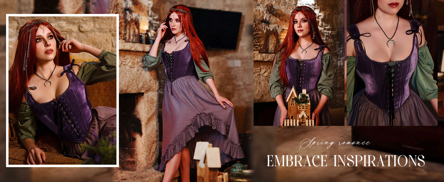 Кросет SCARLET DARKNESS у стилі Ренесанс з мереживом та шнурівкою, вечірній бюстєль з оксамиту, червоне, 44