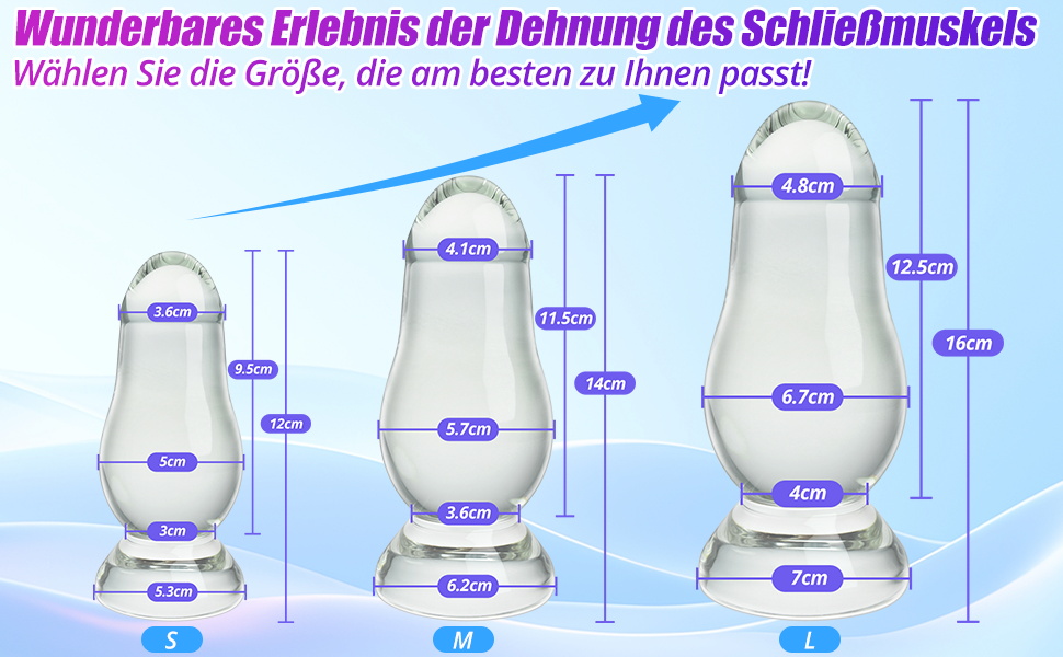 Анальний плагін Glas Kristall від SXOVO: скляний дildo для масажу простати та G-точки, стимулятор анального сексу для жінок, чоловіків та пар (M) 14см, 5.7см