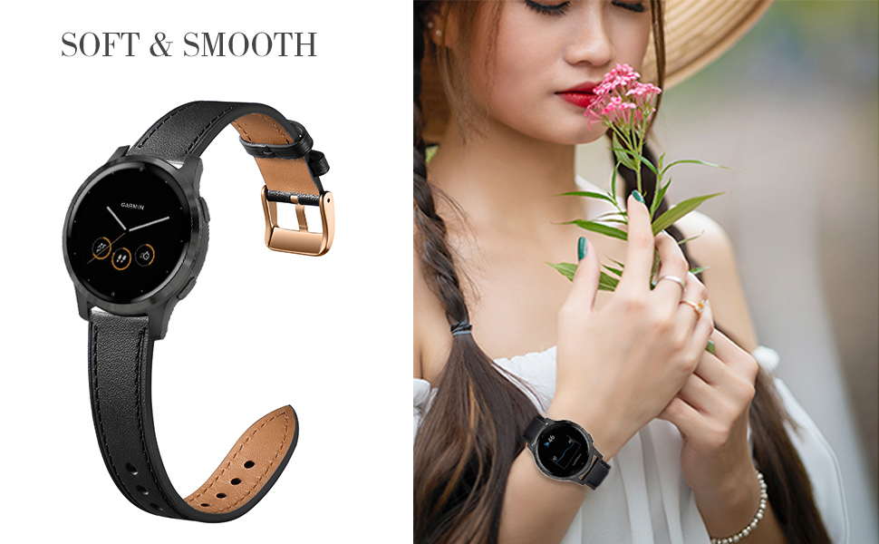 Шкіряний ремінець Issinlky 18мм для Garmin Vivoactive 4S, Venu 2S/3S, Vivomove 3S та Fossil Gen 6/5E/4/3 — білий