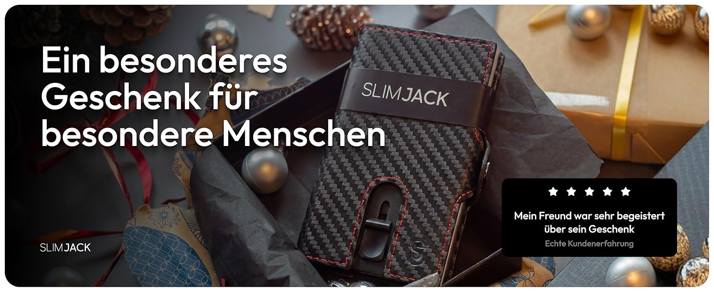 Розумний гаманець SLIMJACK з монетницею та RFID-захистом, чоловічий тримач для карток з алюмінію та шкіри (Modern, Carbon Redline)