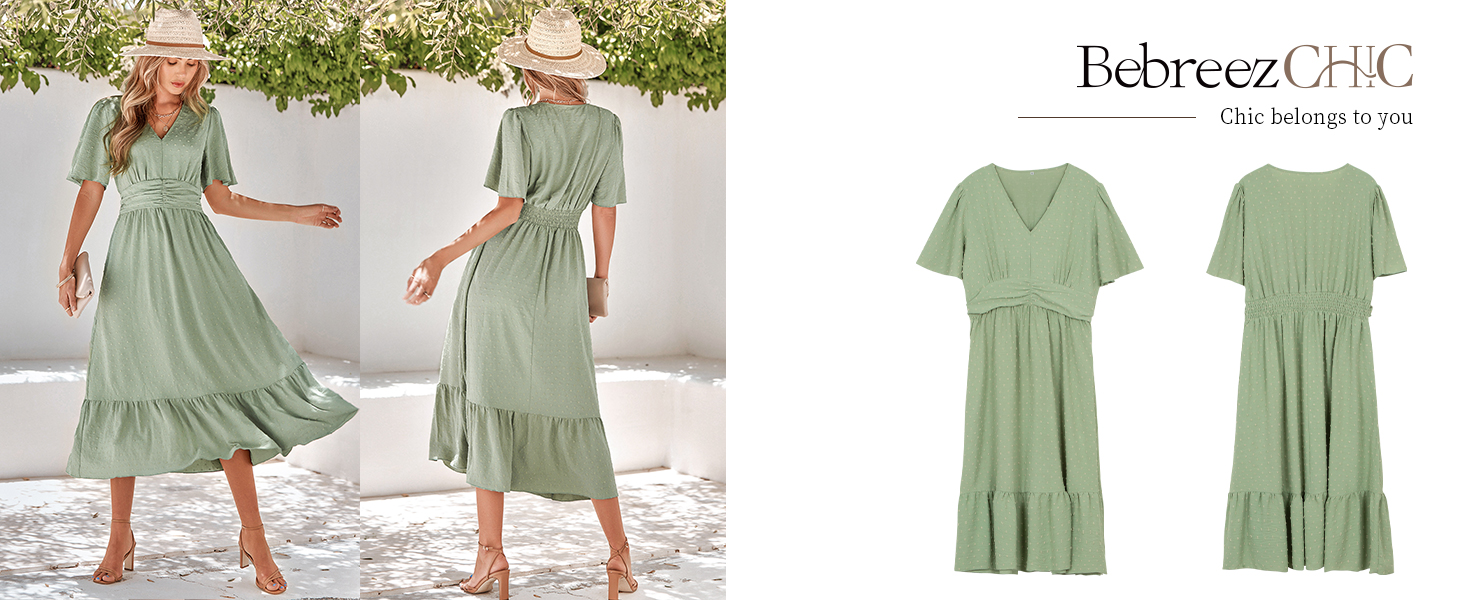 Сукня літня жіноча BebreezChic Boho елегантна довга з V-вирізом, висока талія, швейцарська сітка, з квітковим принтом, пляжна максі-сукня XL карамельного кольору
