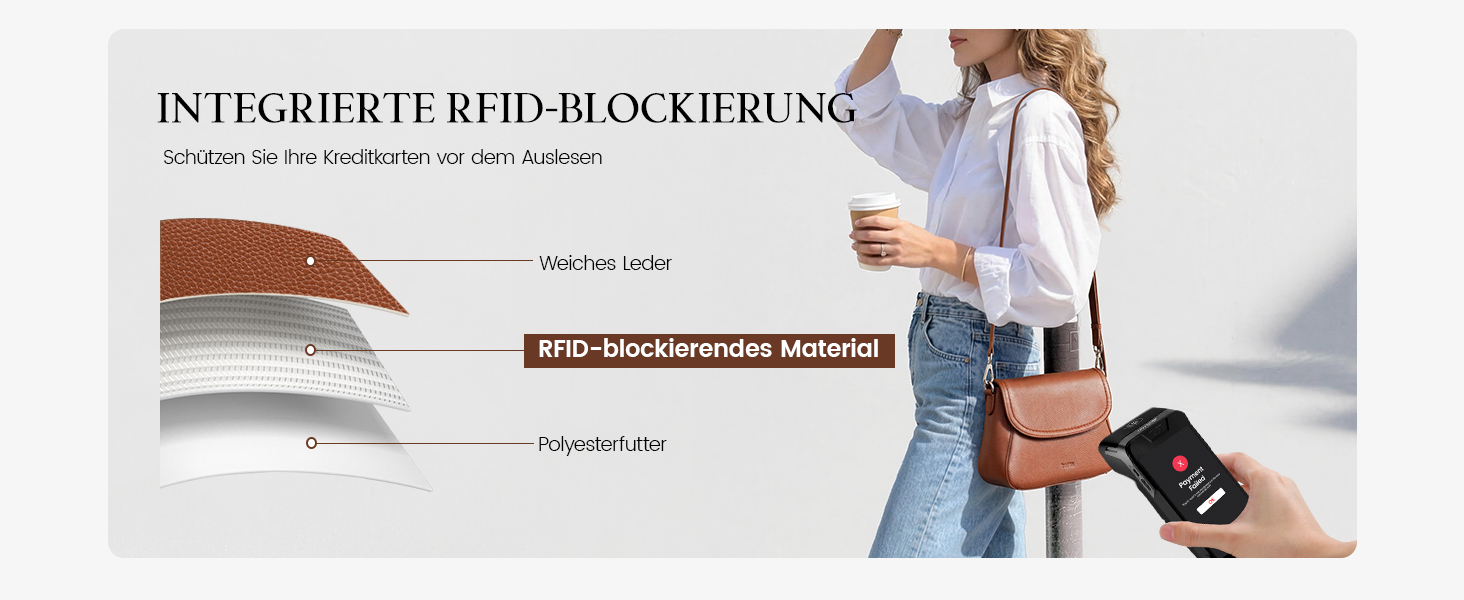 Жіноча сумка-кросбоді befen з натуральної шкіри, середнього розміру, з RFID-захистом та регульованим ременем, чорна