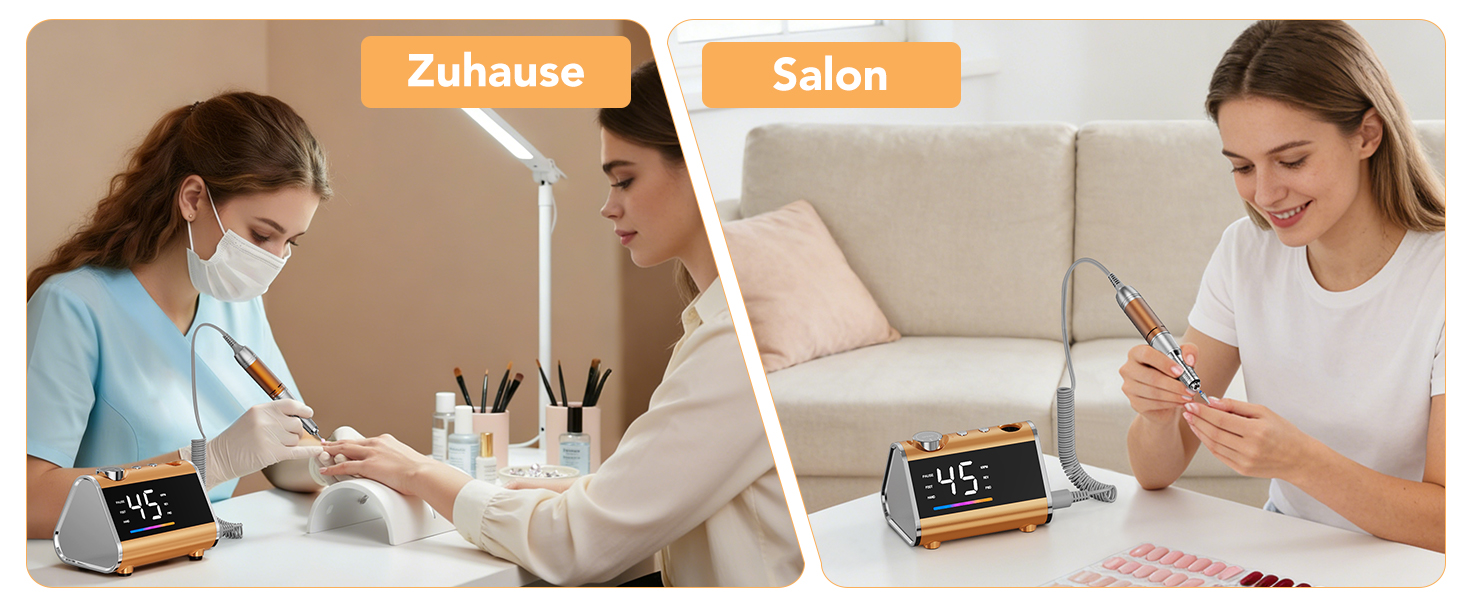Професійний апарат для манікюру та педикюру HOMEASY 45 000 об/хв з LCD-дисплеєм, ножною педаллю та мережевим живленням, помаранчевий