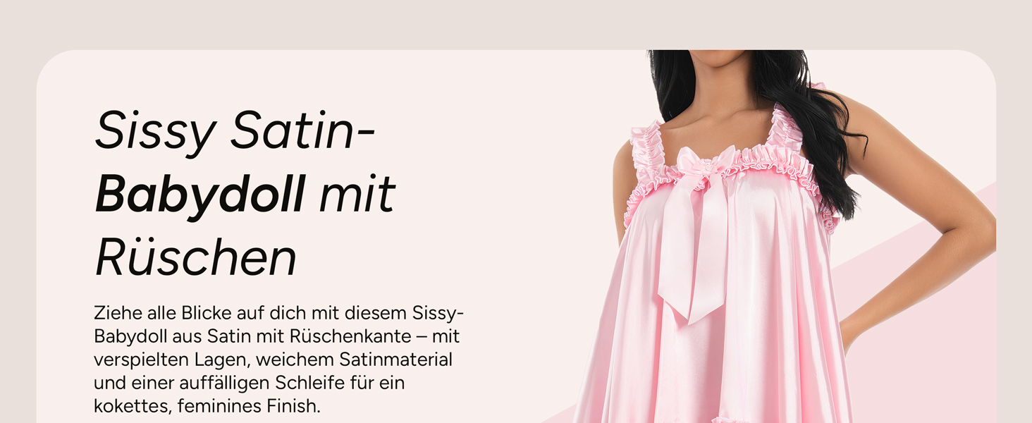 Чорне мереживне боді-сукня Satini Dessous Sissy з рюшами, XXL – для косплею та перевдягання