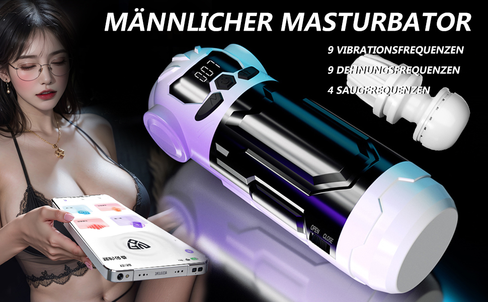 Електричний мастурбатор для чоловіків з 9 телескопічними секціями, 9 вібраційними режимами та 4 режимами всмоктування. Мастурбатор-насос, іграшка для дорослих.