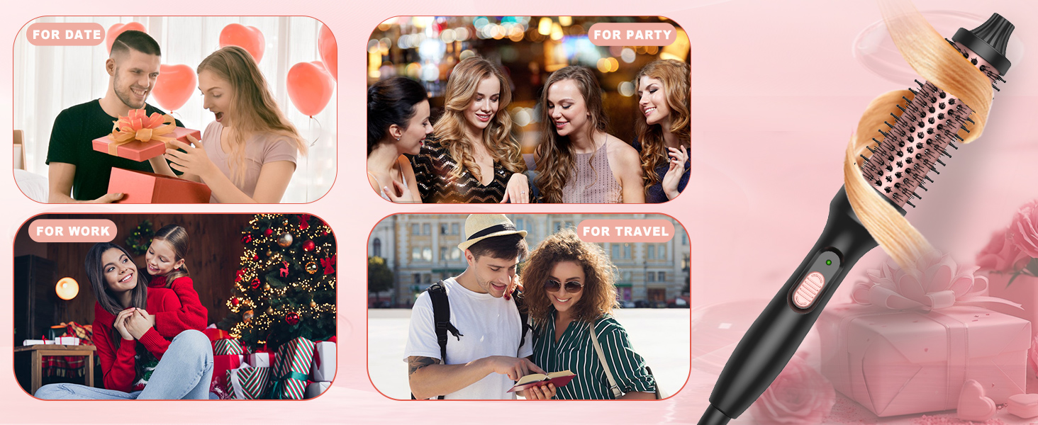 Мультистайлер для волосся 6 в 1 UKLISS Air Styler Set: фен з дифузором, насадки для завивки, круглі щітки та випрямляч, 1000 Вт, LCD-дисплей, жовто-чорний