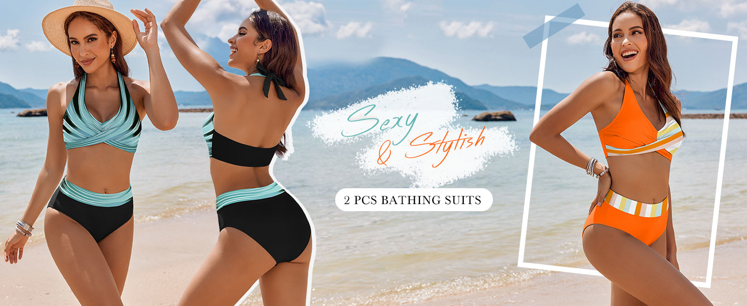 БІКІНІ AI'MAGE для жінок, двочастинний купальник з високою талією, принт леопард, S-XXL