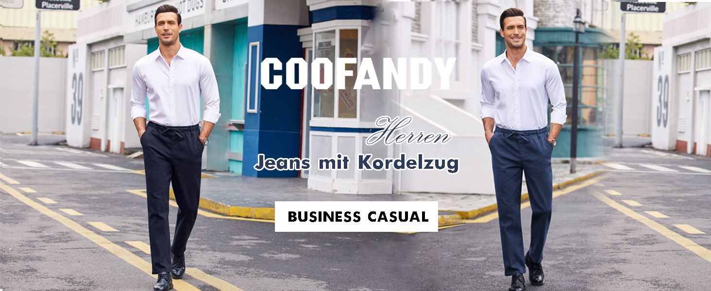 Чоловічі джинси COOFANDY з еластичної бавовни на гумці, сині