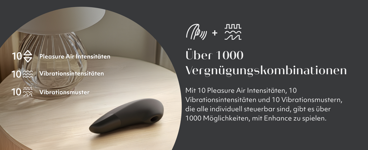 Womanizer Enhance 2 в 1: вібратор клітора та соска для жінок | Стимулятор з функцією всмоктування | Іграшка для дорослих, водонепроникна, акумуляторна | Чорний