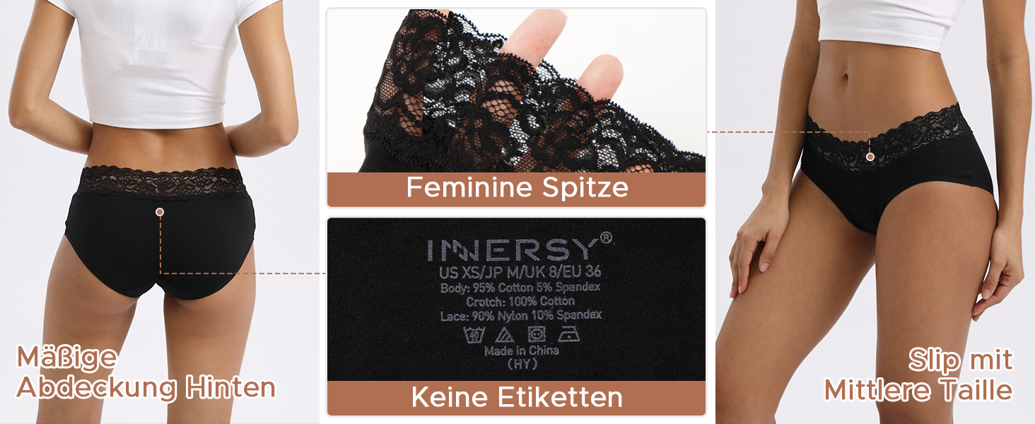 Сліпешки жіночі бавовняні з мереживом INNERSY, зручні, hipster, 6 шт., класичні кольори, розмір 38