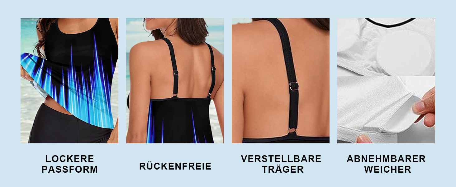 Tankini жіночий купальник з шортами, двочастинний комплект, літній, елегантний, синій. Ідеальний для пляжу та відпочинку.