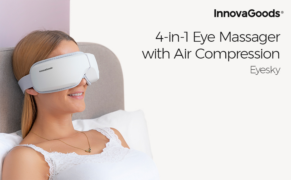 Масажер для очей InnovaGoods EyeSky 4-в-1 з повітряним компресією, для зняття втоми та покращення кровообігу, компактний