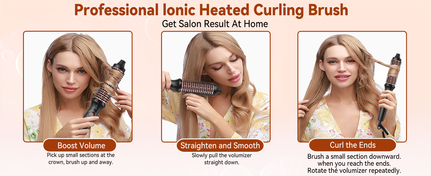 Мультифункціональний стайлер для волосся 6 в 1 UKLISS Air Styler Set: фен-щітка, локатор, випрямляч та дифузор, 1000 Вт, LCD-дисплей, колір Rose Gold