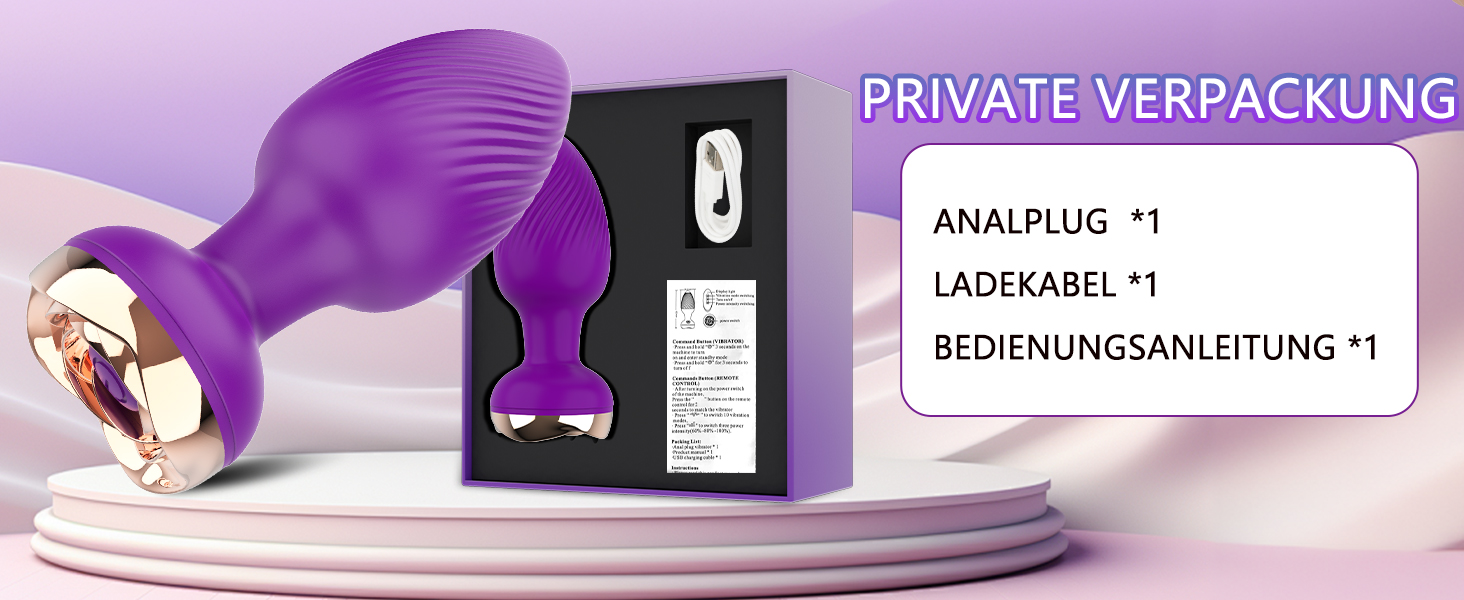 Анальні вібратори для жінок та чоловіків з пультом дистанційного керування, 10 режимів, для пар, фіолетовий