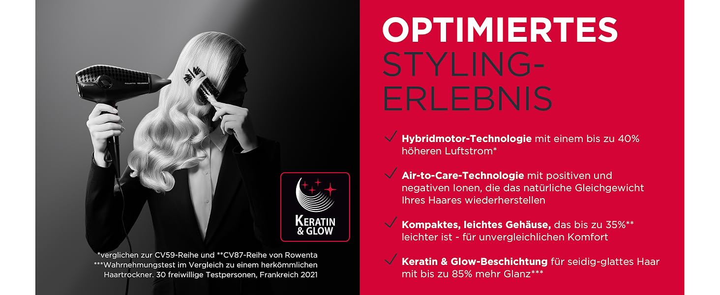 Випрямляч для волосся Rowenta x Karl Lagerfeld SF467L K/Pro Stylist з кератиновим покриттям Glow, іонізацією та вбудованим гребінцем, 140-210°C, чорний/червоний