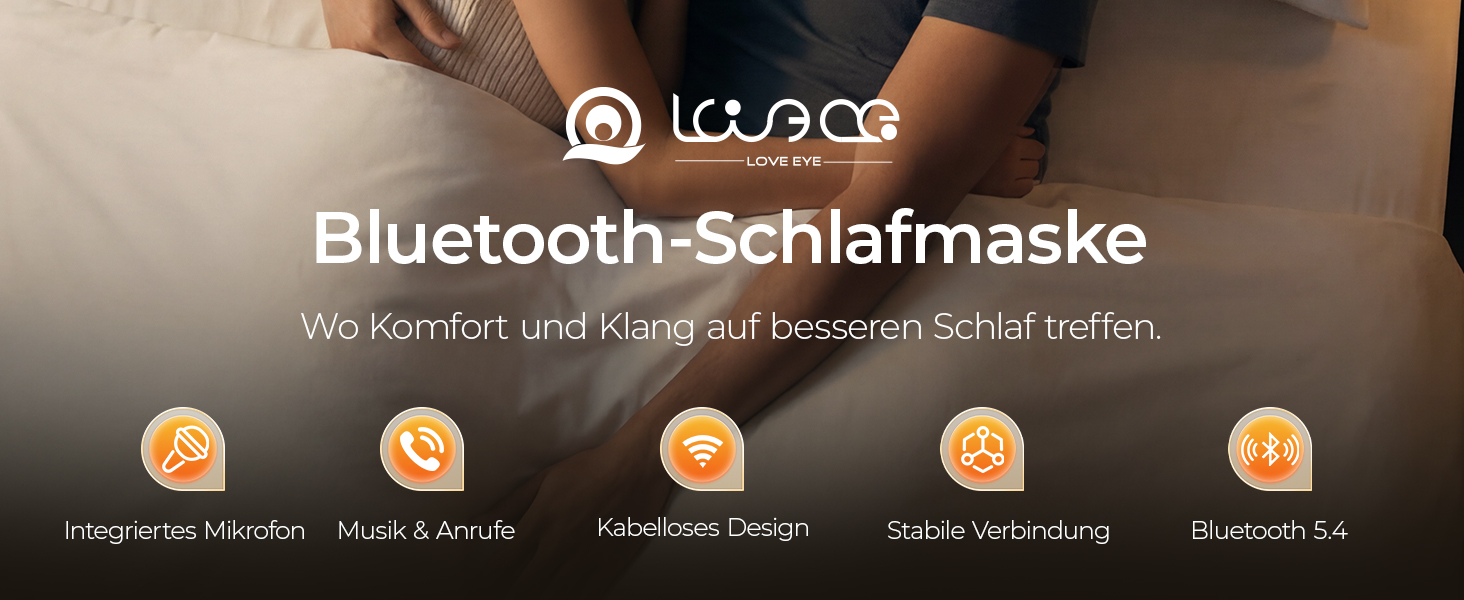 Bluetooth-маска для сну LOVE EYE для тих, хто спить на боці, з ультратонкими навушниками, дихаюча бавовняна тканина, антрацит