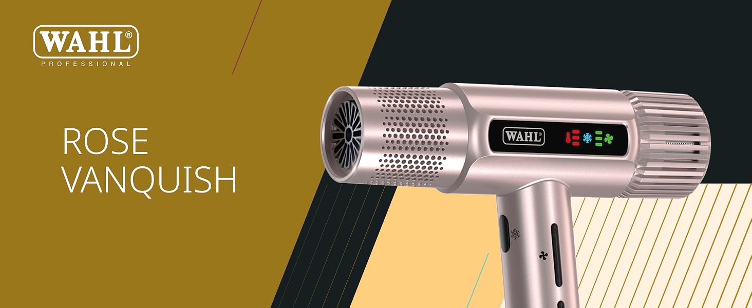 Професійний іонний фен Wahl Vanquish Rose Gold, 1600 Вт, FlowControl, з магнітним диффузором та концентратором
