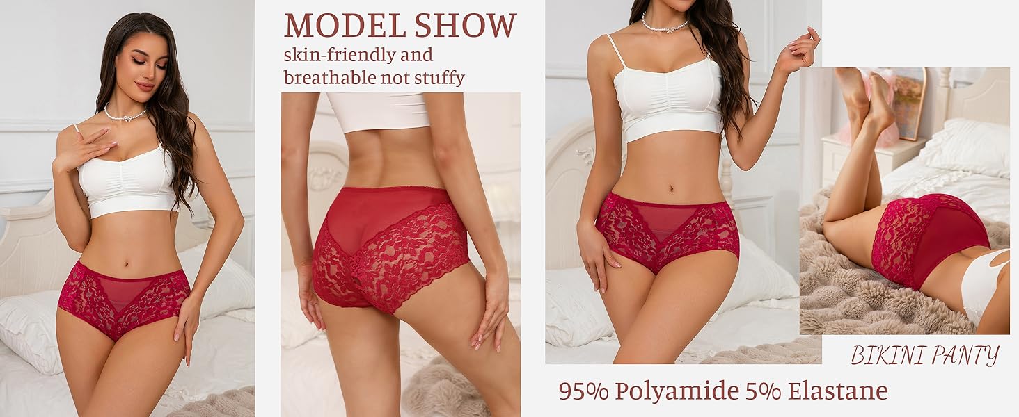 Слідки жіночі мереживні безшовні з високою талією, великі розміри (S-4XL), 6 шт. в наборі (чорний/бірюзовий/червоний/синій/фіолетовий/нюд)