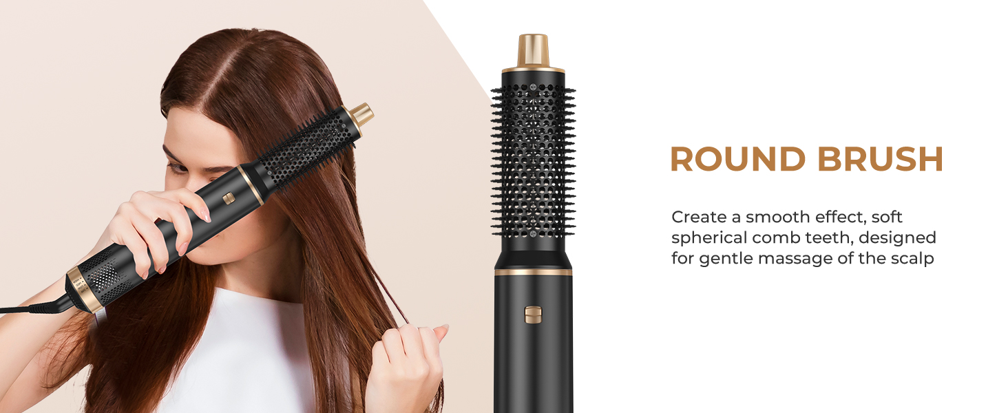 Мультистайлер для волосся 5 в 1 UKLISS Airstyler Pro: фен, брашинг, гольфре, вирівнювач та сушка для волосся, 1000 Вт, Сріблястий/Золотий