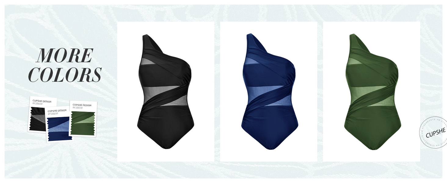 Купальник CUPSHE одноплечий з прозорою сіткою, драпірування, контроль живота, асиметричний, чорний