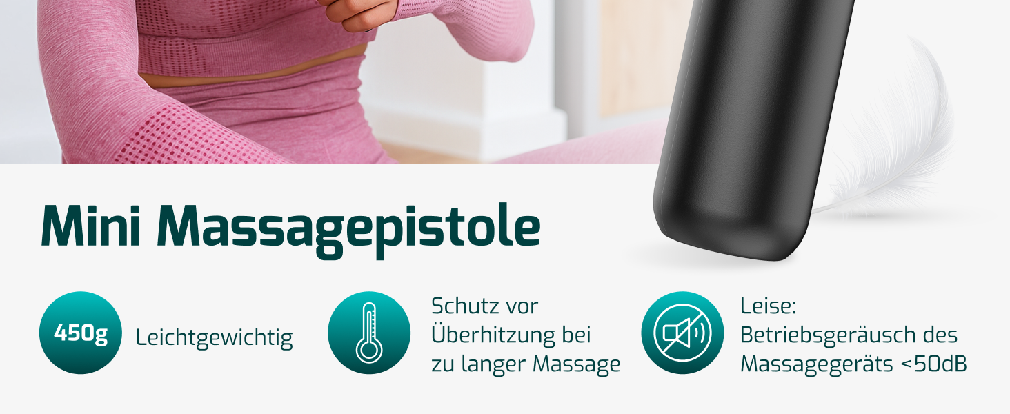 Перкусійний масажер FITAGE Massage Gun — Міні-масажна пістолет з 30 рівнями швидкості, 8 насадками для глибокого масажу м'язів спини, плечей та всього тіла, чорний