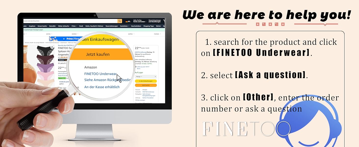 Набір трусиків FINETOO з 6 шт. - безшовні, мереживні, з низькою талією, S-XL