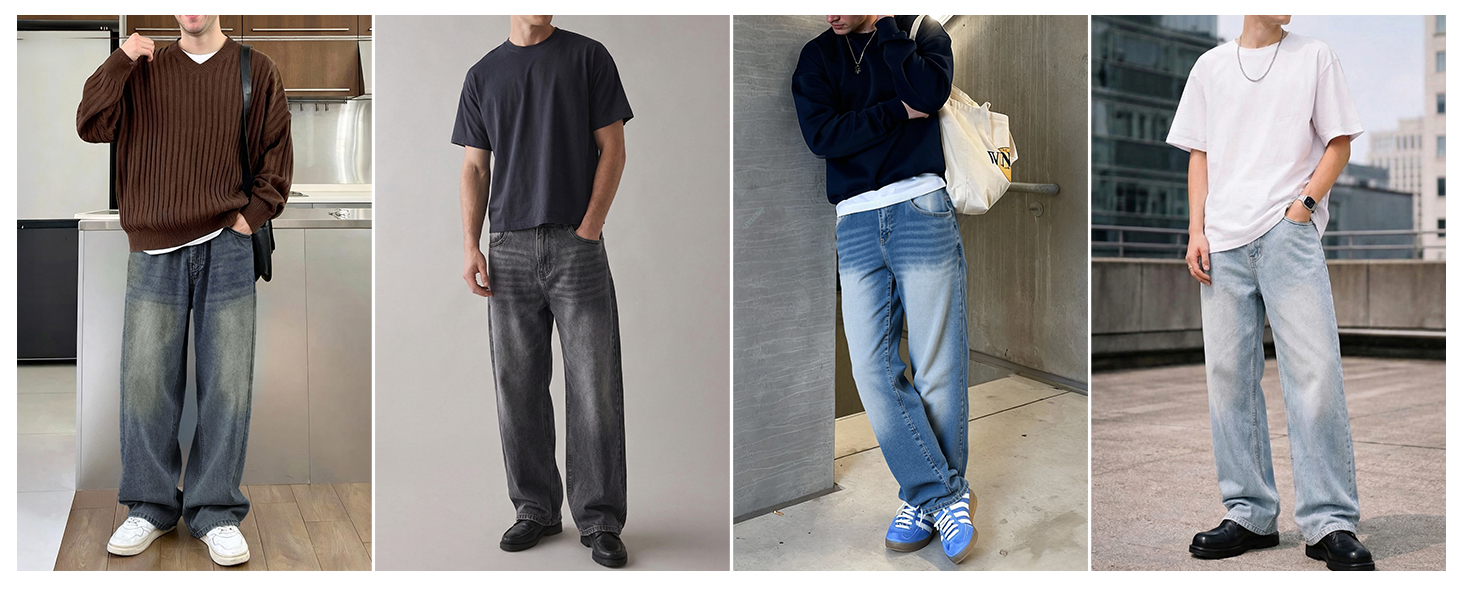 Чоловічі джинси Baggy JMIERR Y2K світло-блакитні, еластичний денім, розмір XL