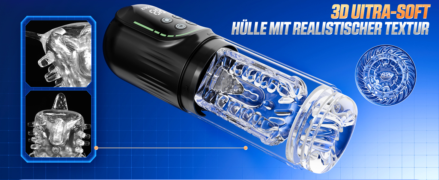 Електричний мастурбатор для чоловіків з телескопічною функцією, ротацією та функцією всмоктування. Реалістична імітація орального сексу, іграшка для чоловіків.