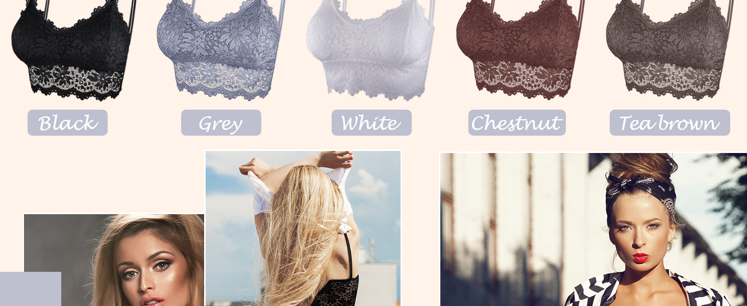 Трусики-бра бюстгальтер з мереживом Duufin, 5 шт. для жінок та дівчат, кольори: рожевий, сірий, чорний, бежевий, білий (L-XL)