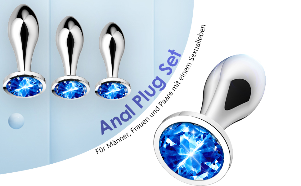 Набір металевих анальних пробок 3 шт. з кристалічною алмазною накінечкою. 3 розміри (малий, середній, великий). Безпечний медичний метал, для початківців та досвідчених, для пар. Анальні іграшки для чоловіків та жінок