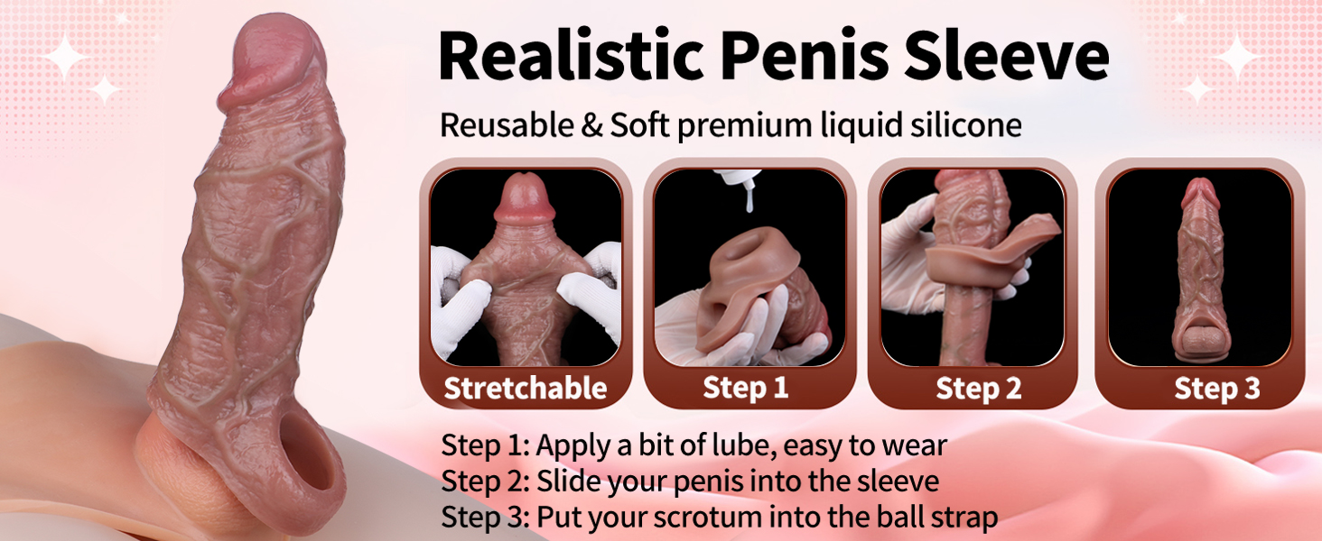 Реалістичний презерватив з силікону з кільцем на яєчках та структурою вен. Презерватив для збільшення статевого члена та затримки еякуляції, стимулятор G-точки. Інтимна іграшка для чоловіків, колір шкіри.