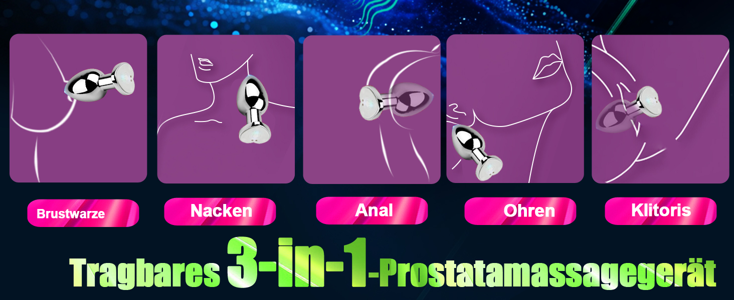 Анаlvibrator ChicLSQ з LED підсвіткою та пультом дистанційного керування Bluetooth, 9 режимів, нержавіюча сталь, для чоловіків та жінок