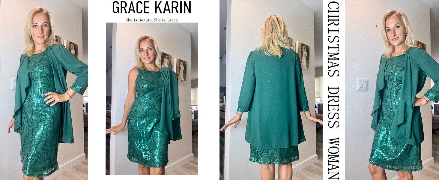 Сукня Grace Karin з паєтками та кардиганом з тюлю, темно-синя, розмір XL. Елегантний комбінезон для вечірки