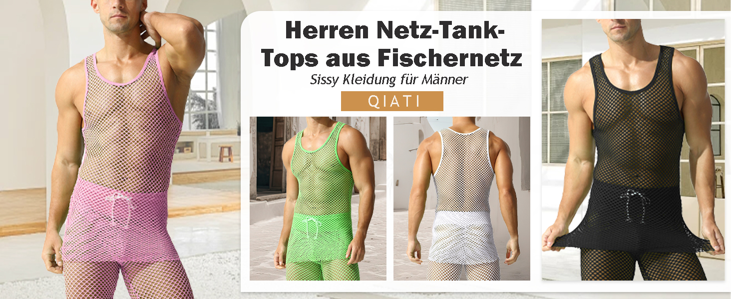 Чоловіча сітчаста футболка QiaTi з прозорим дизайном, довга модель (XL, рожевий)