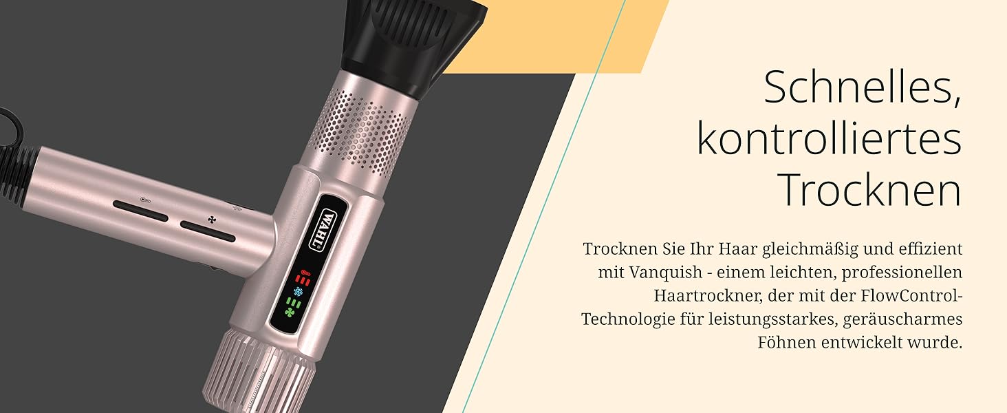 Професійний іонний фен Wahl Vanquish Rose Gold, 1600 Вт, FlowControl, з магнітним диффузором та концентратором