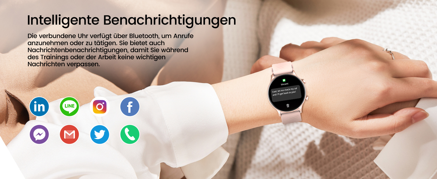 Смарт-годинник WalkerFit для жінок з Bluetooth-дзвінками, 1.39