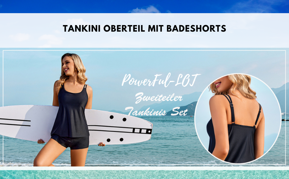 Tankini жіночий з ефектом корекції фігури, пуш-ап, великий розмір, білий - купальник роздільний для плавання та пляжу