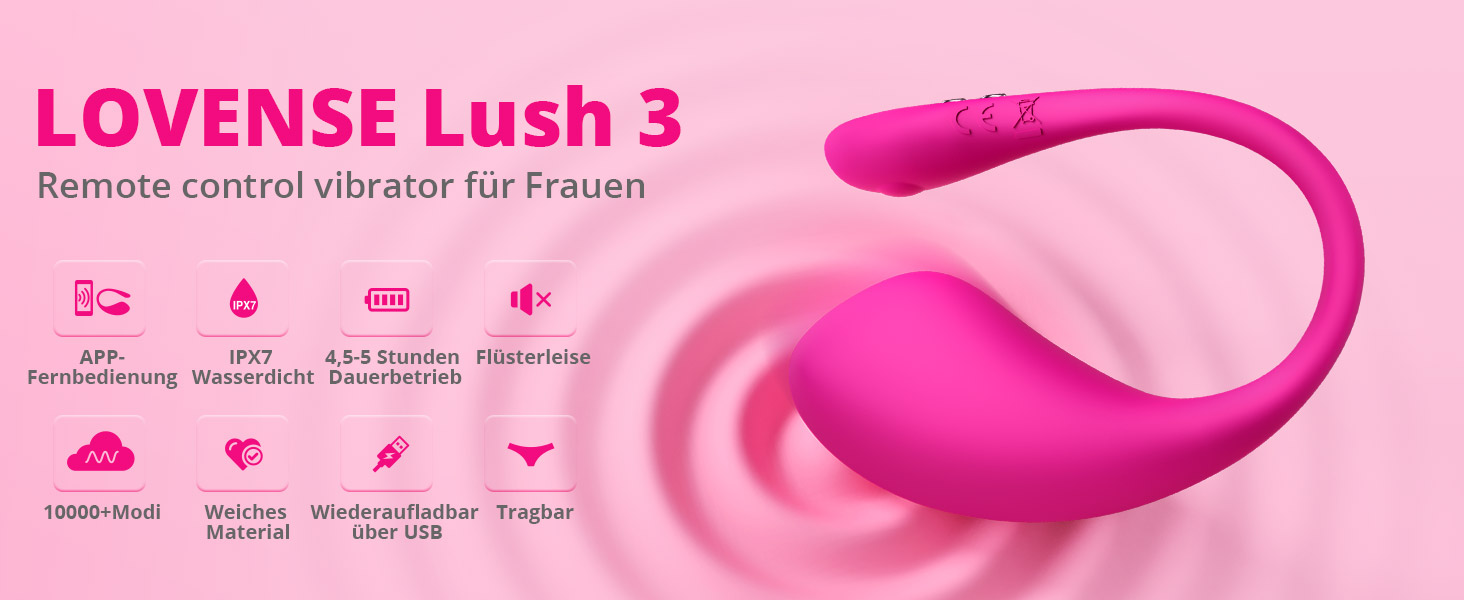 LOVENSE Lush 3: Вібратор для жінок G-точки з Bluetooth, 10000+ режимів, водонепроникний IPX7, силікон