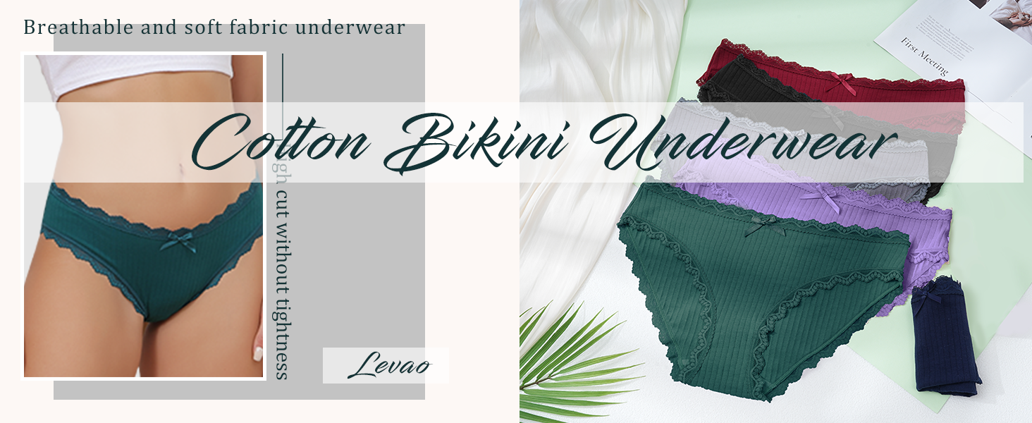 Сліпекс жіночі труси Levao 6 шт. бавовна мереживо дихаючі, комплект трусиків для жінок, S-XXL, 6 кольорів