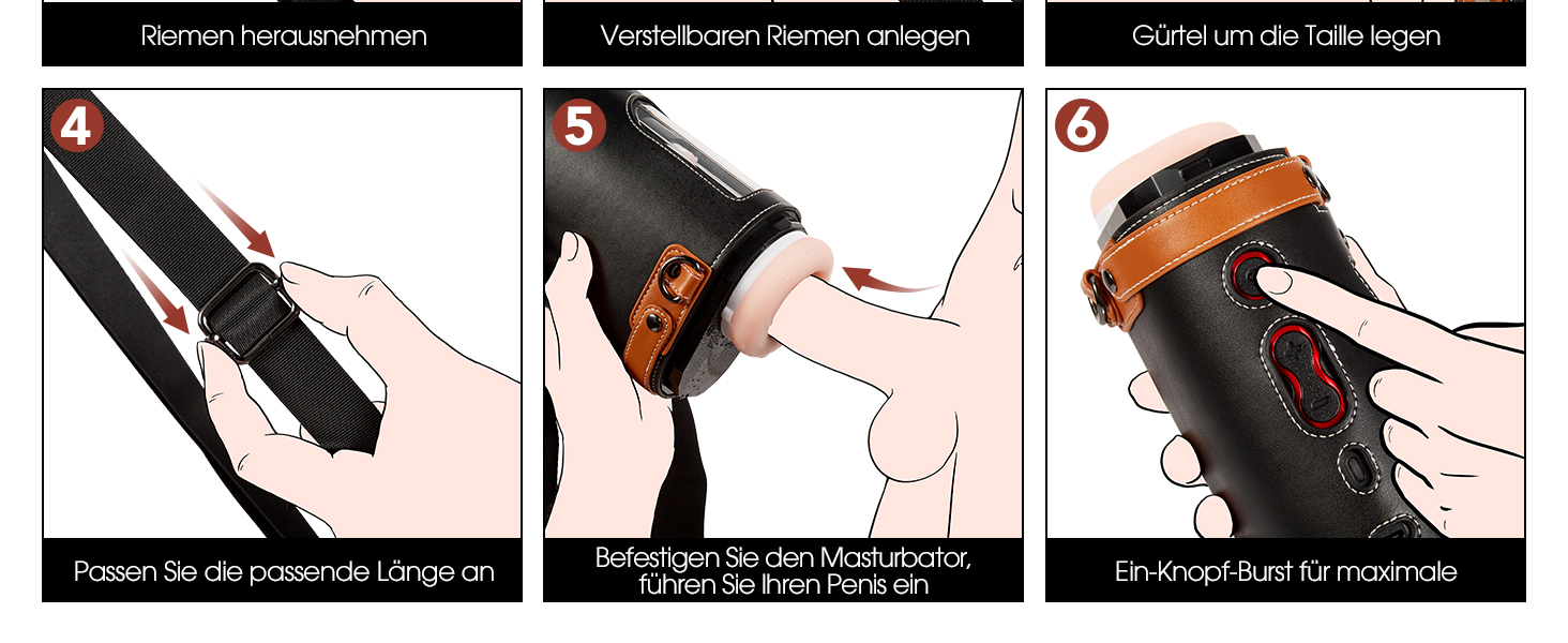 Автоматичний статевий аксесуар для чоловіків - бездротовий, видимий, машина для орального сексу з 10 рухами та 2 реалістичними рукавами та портабельним ремінцем, іграшка для дорослих