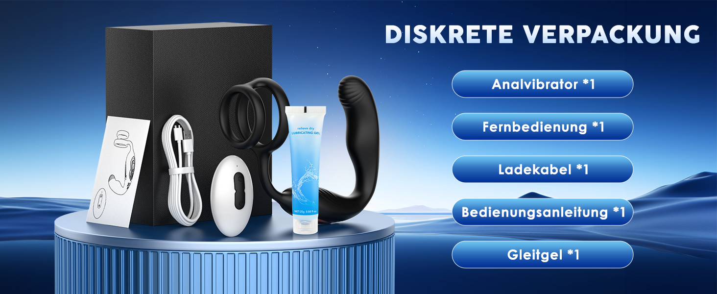 Вібратор для чоловіків для стимуляції простати, з обертанням на 360° та 10 режимами вібрації, анальний плагін з кільцем