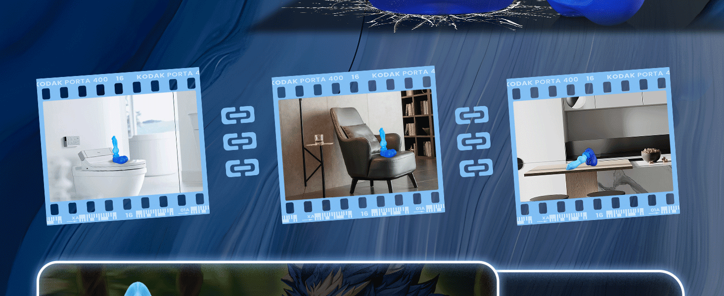 Анальний дildo Nothosaur з платинового силікону, 24 см, з присоскою, синій, XL - для чоловіків та жінок